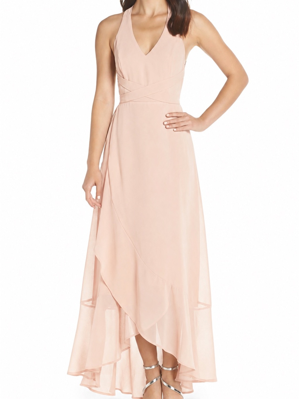Lulus Convertible Strappy Back High-Low Maxi Dress in Blush | Medium